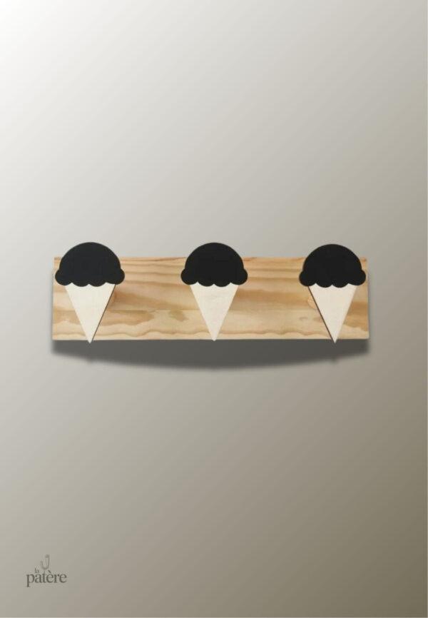 Porte manteau mural enfant triple en glace noire