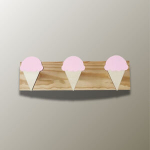 Porte manteau mural enfant triple Glace Rose