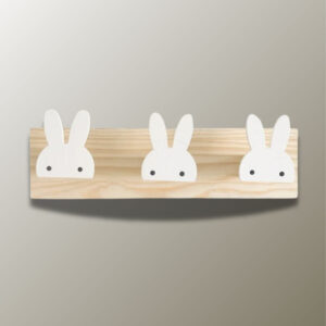 Porte manteau mural enfant Lapin Blanc triple