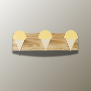 Porte manteau mural enfant triple Glace Jaune