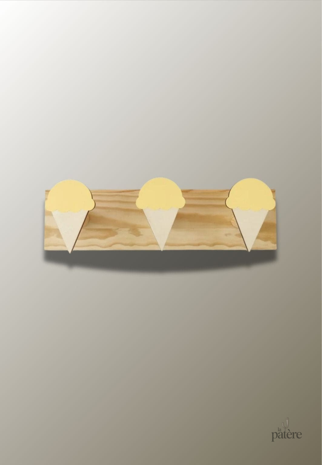 Porte manteau mural enfant triple Glace Jaune