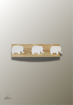 Porte manteau mural enfant éléphant blanc triple