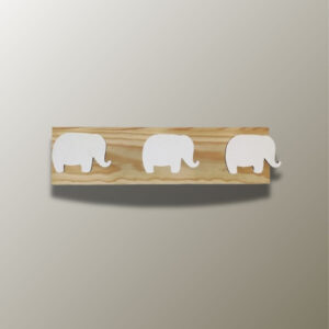 Porte manteau mural enfant éléphant blanc triple