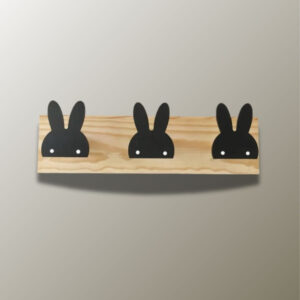 Porte manteau mural enfant Lapin Noir triple