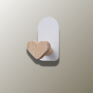 Patère porte manteau Cœur en bois pour enfant