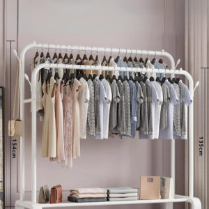 Meuble porte manteau et chaussures sur roulettes blanc
