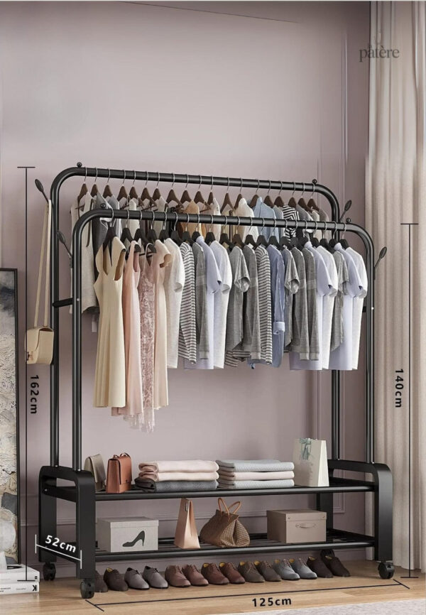 office-chairs-coat-shelves-shoe-storage-unit-standing-coa-dci6k0-1 Meuble porte manteau chaussure noir sur roulettes