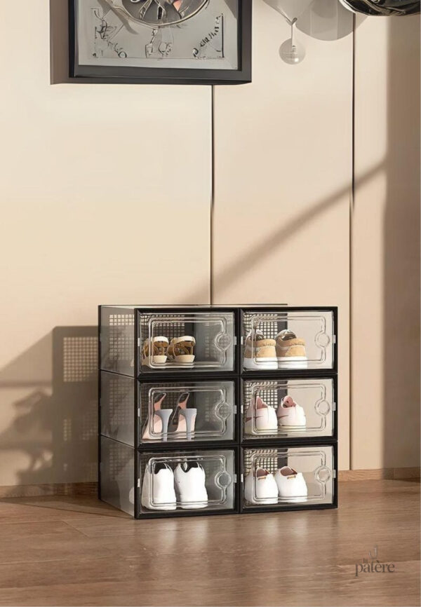 Meuble porte-manteau et chaussures avec 6 boîtes noires