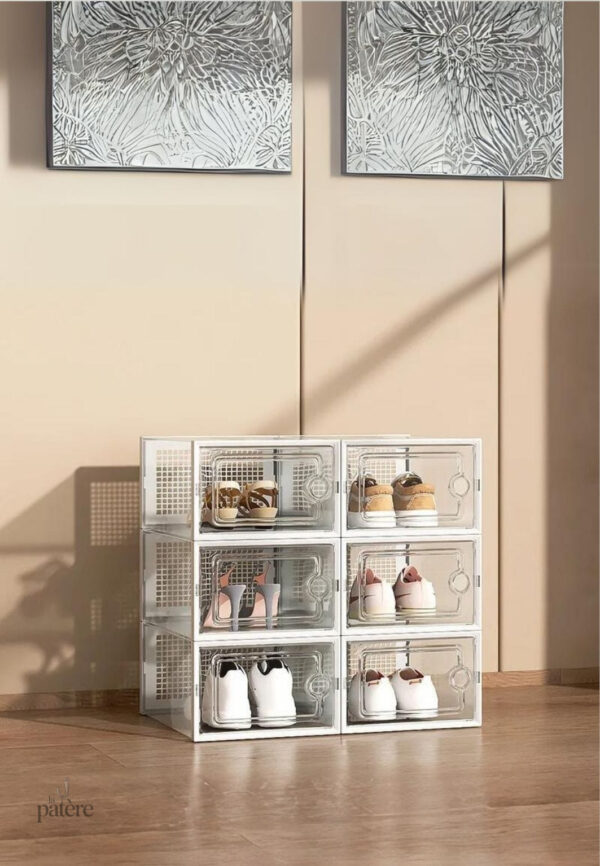 Meuble porte-manteau avec 6 boîtes blanches