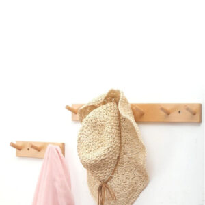 Porte manteau bois design mural avec 4 crochets