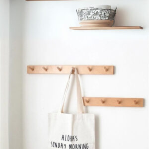 Support mural en bois pour vêtements avec 5 crochets