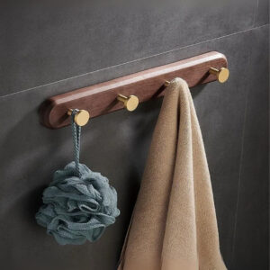 Porte manteau mural en bois pour salle de bain 4 points