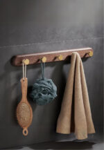 Porte manteau mural bois 5 points pour salle de bain
