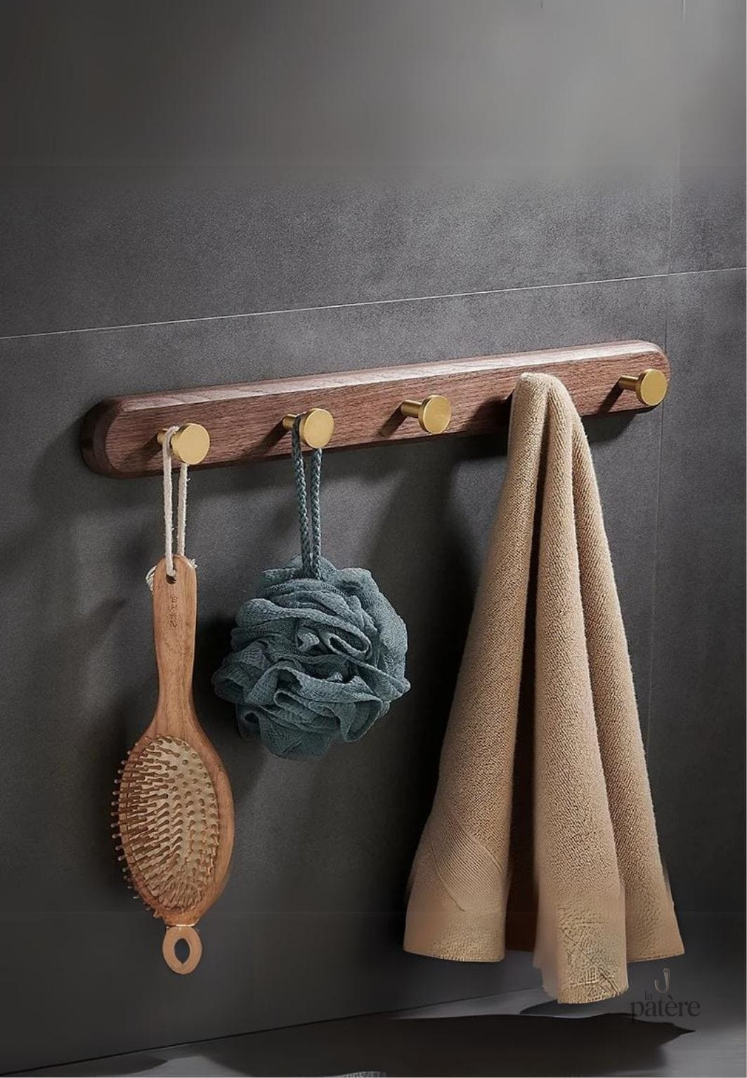 Porte manteau mural en bois Salle de Bain 5 Points