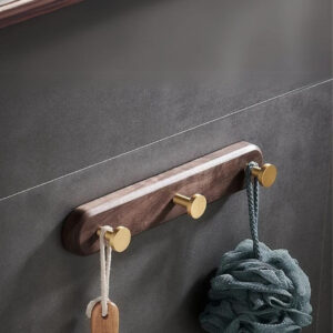 Porte manteau mural en bois pour salle de bain 3 points