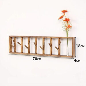 Porte manteau mural en bois foncé Floral