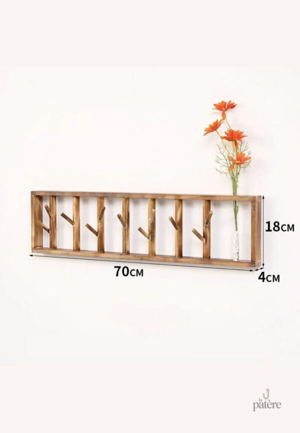 Porte manteau mural en bois foncé Floral