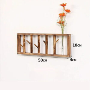 Porte manteau mural en bois foncé design floral