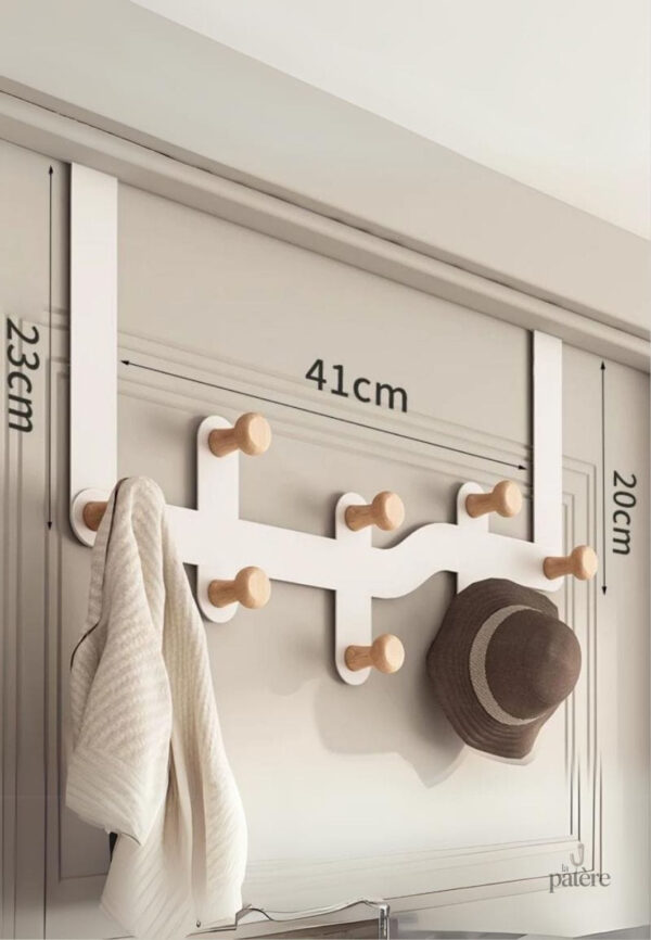 wood-hooks-over-the-door-home-bathroom-organizer-rack-clo-usfjrp-1 Porte manteau Labyrinthe Blanc à 8 points élégant