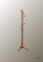 Porte manteau sur pied en forme d'arbre, couleur miel