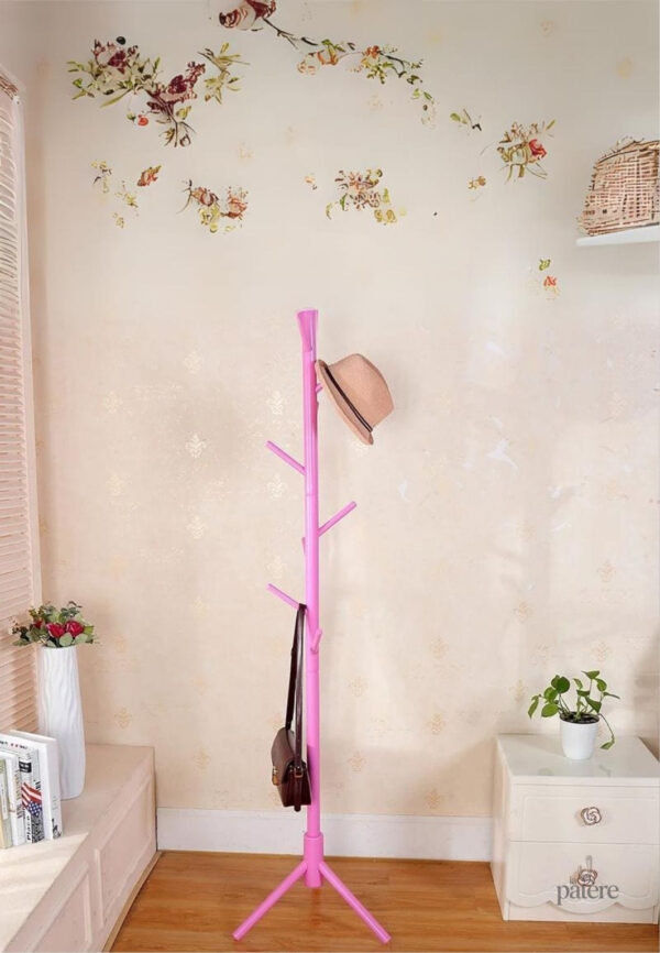 wood-tree-coat-rack-floor-hanging-clothes-rack-clothes-ra-ugzvhu-1 Porte-manteau sur pied arbre tubé rose élégant