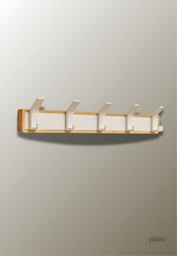 wood-wall-coat-racks-bedroom-entrance-hall-clothing-stora-pbh0sf-1 Porte manteau mural sobre blanc avec 5 crochets pratiques