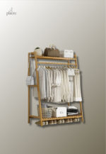Porte-manteau en bois clair, design Triangle pour chaussures